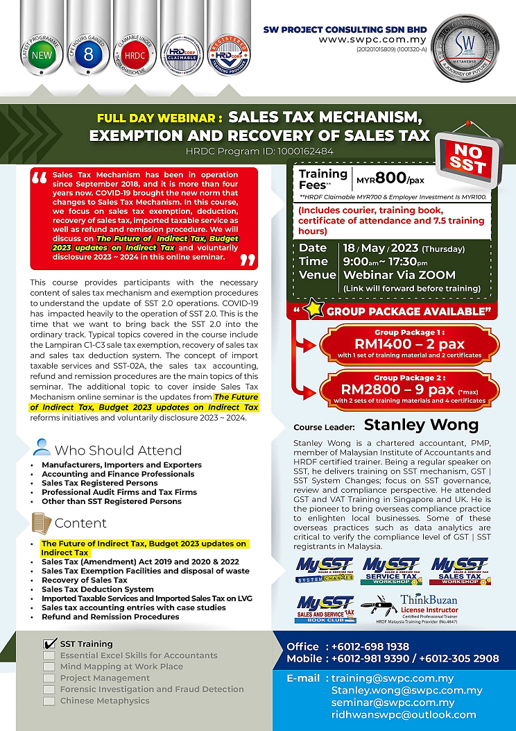 Online Seminar – Sales Tax Mechanism, Exemption and Recovery of Sales Tax