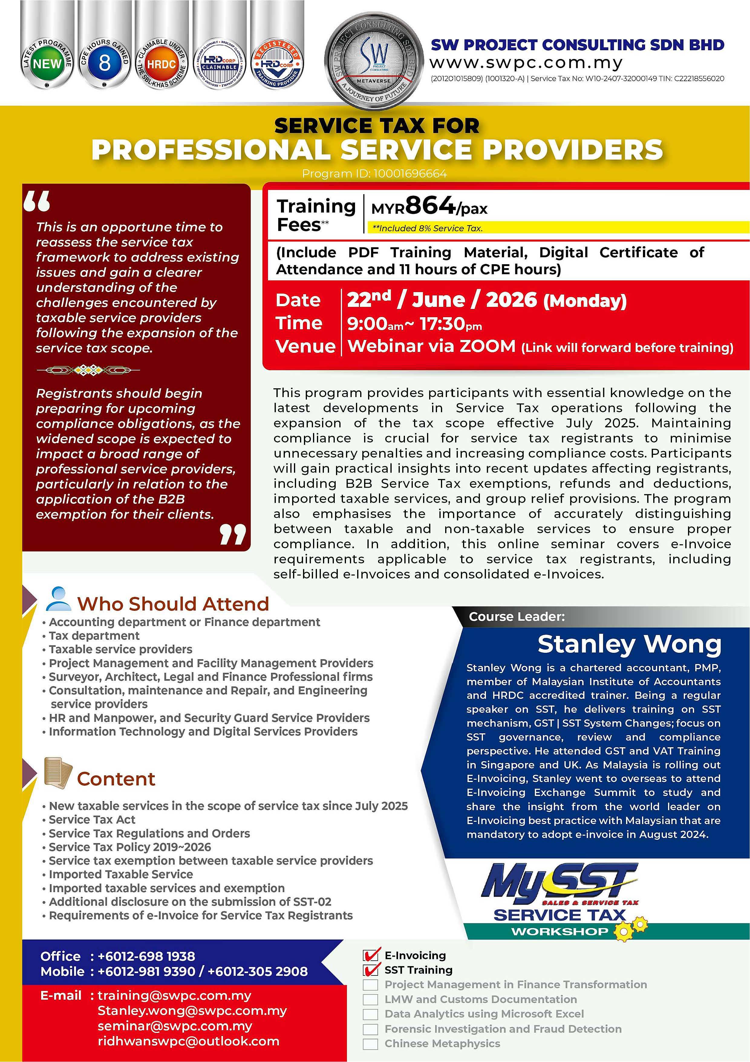 Webinar β Service Tax for Professional Service Providers