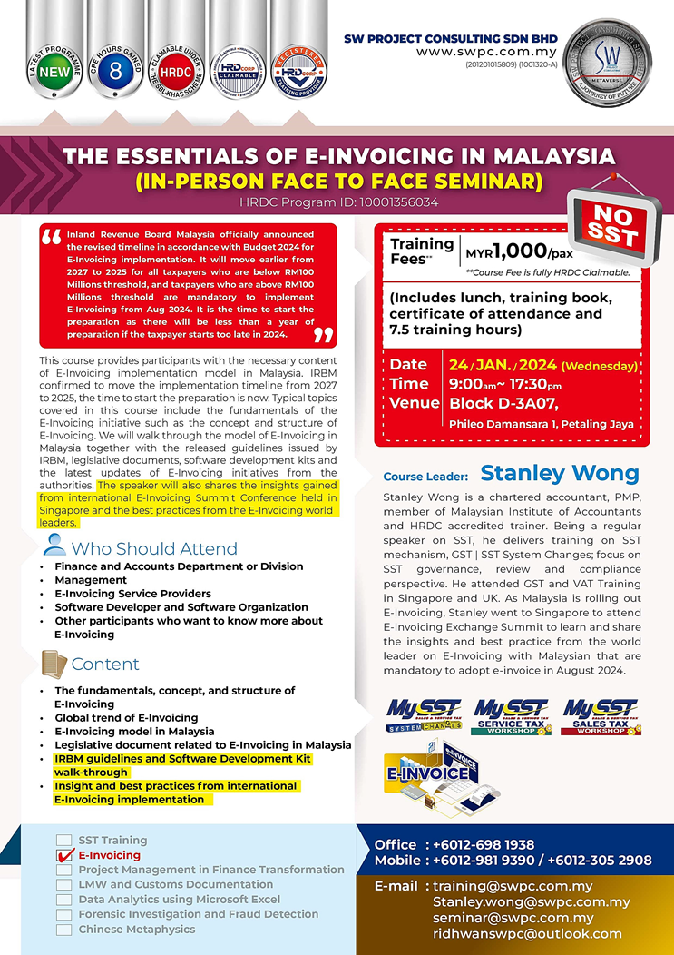 In-Person Seminar - The Essentials of E-Invoicing in Malaysia